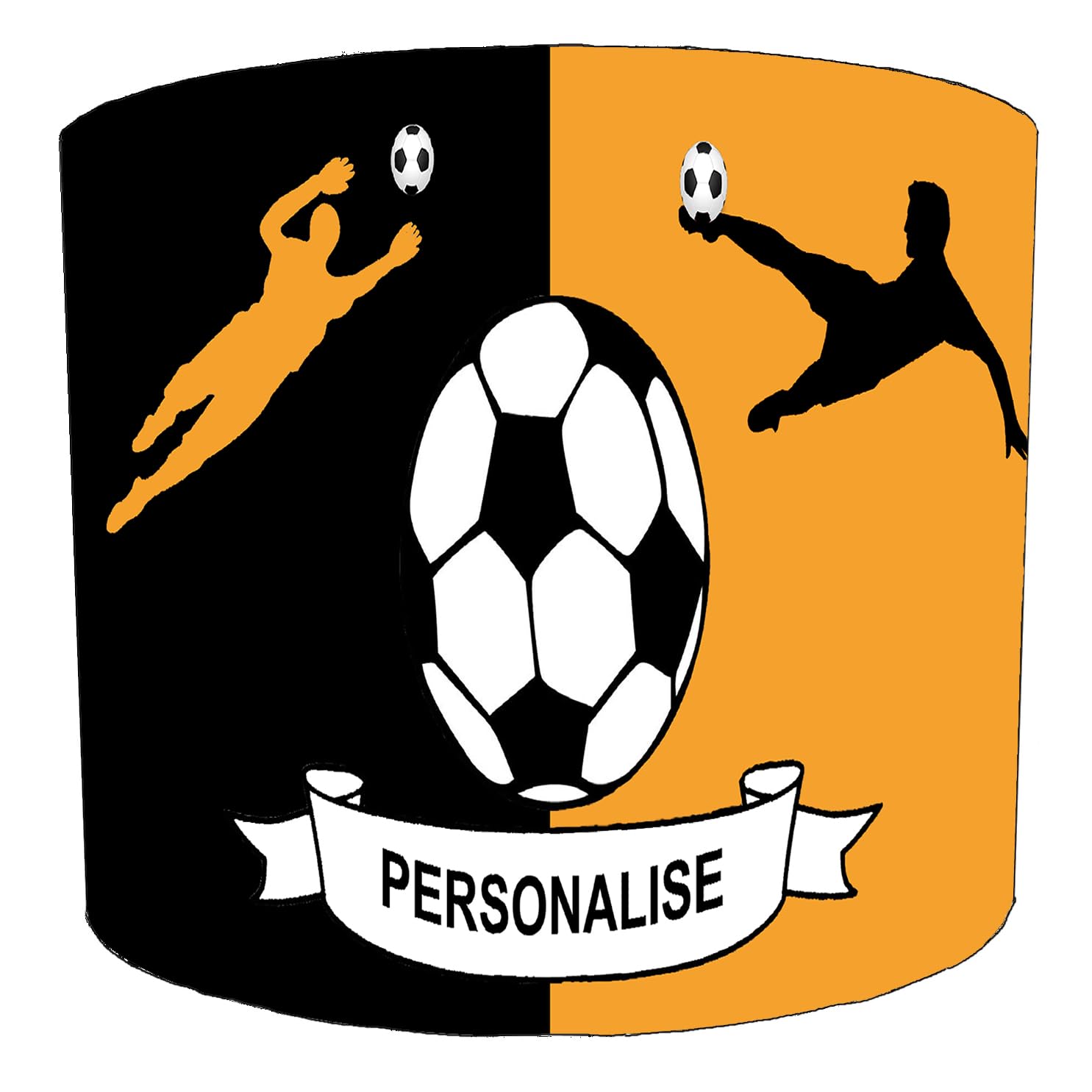 Personalised Gold and Black Stripe Football Soccer Lampshade in 3 Sizes for Ceiling Light Shade Pendant or Table Lamp Read Description
