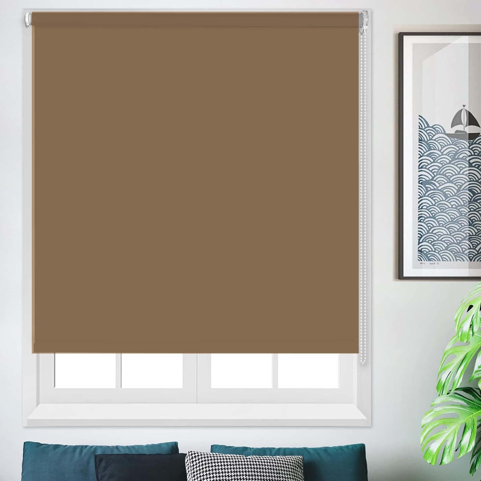 Tag-Nacht-Rollo Klemmfix 90 x 90 cm UV-Lichtschutz Innenjalousien geeignet für büro, Braun