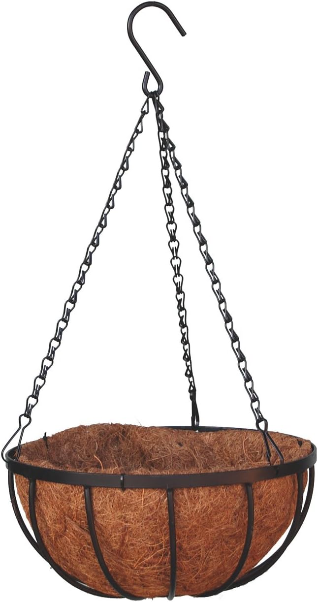 12" Georgian Rigid Iron Hanging Basket with Coco Moss Liner (Set of 10)