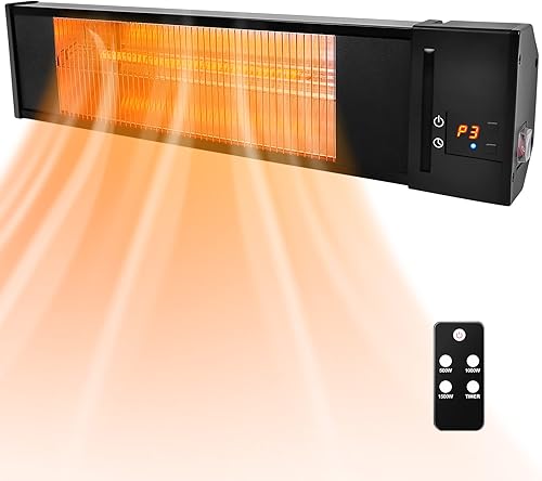 Calentador de garaje, calentador de patio TRUSTECH para uso en exteriores, calentador infrarrojo para interiores con 1 segundos de calor rápido y