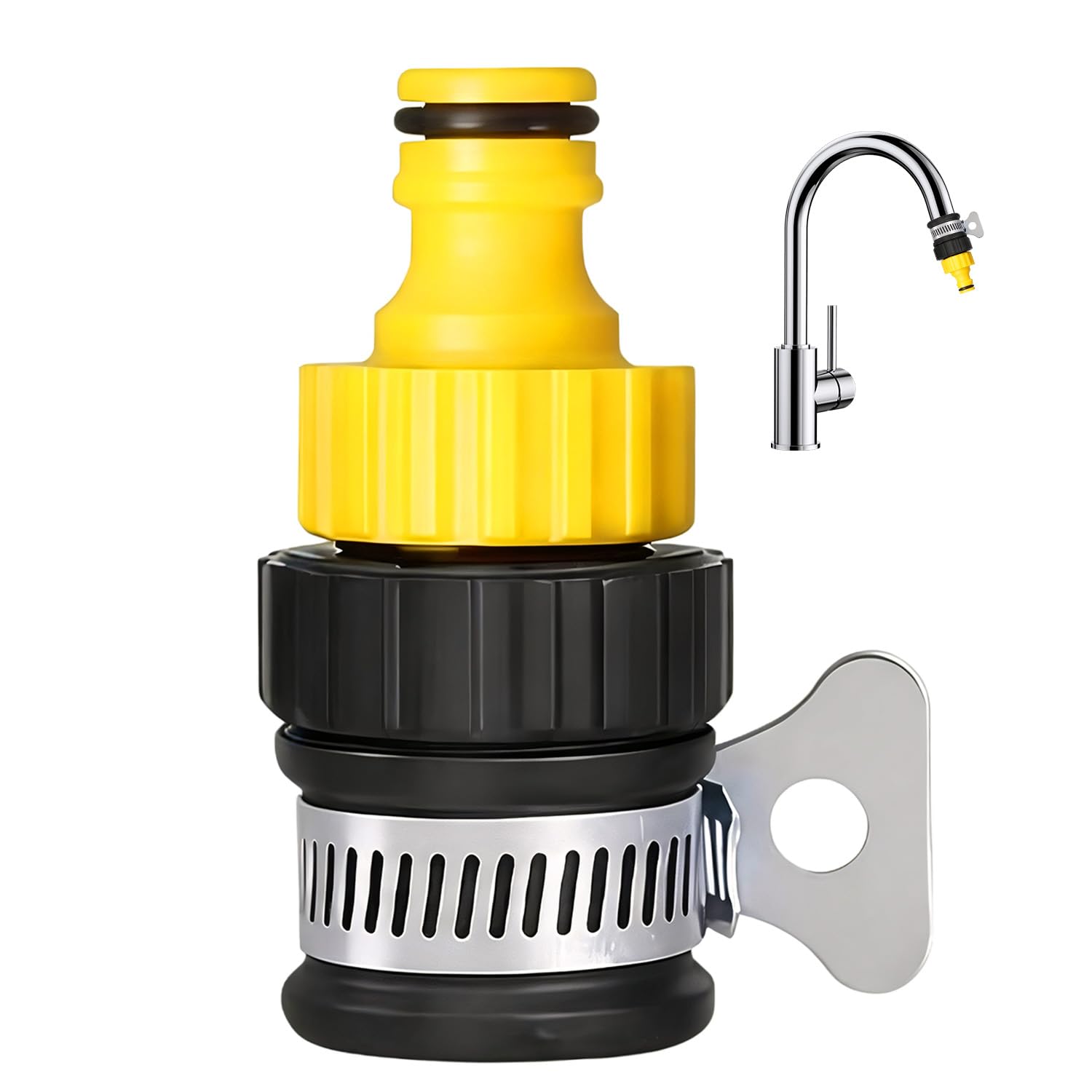 1 Pcs Universal Tap Connector for Hose Pipe Tap Adapter Kitchen Hose to Tap Connector Faucet Fittings Plastic Water Garden (Black Yellow)