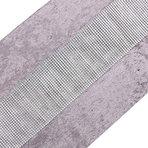Time to Sparkle Velvet Table Runner + 4 Placemats Thick Velvet Satin Tasseled Xmas (Grey, 4*Placemats + 1*Runner) - Image 3