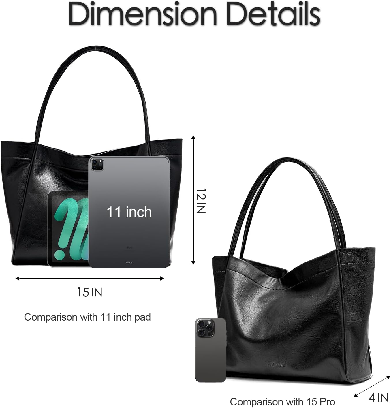 Tote Bag for Women Work Shoulder Bag Durable Vegan Leather Handbag Purse for Everyday Weekend Travel - Image 4