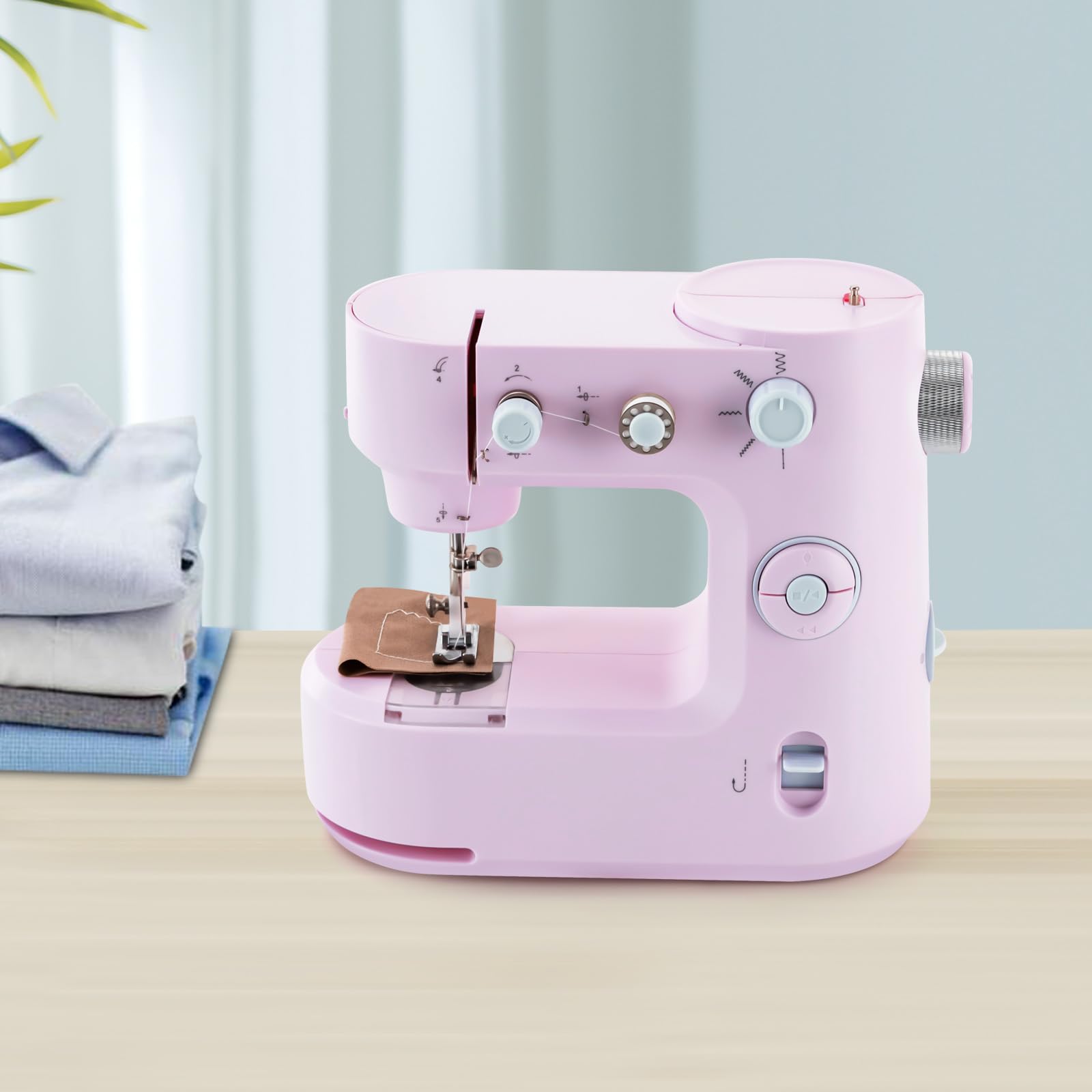 máquina de coser, máquina de coser portátil, máquina de coser industrial, máquina de coser con brazo libre electrónico, LED, 26,5 x 13 x 22,5 cm, para principiantes padres e hijos