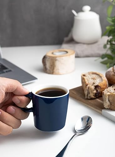 Vista 44 de Sweese Juego de 4 tazas de café expreso de porcelana de 3.5 onzas, tazas de café, tazas demitasse, color blanco