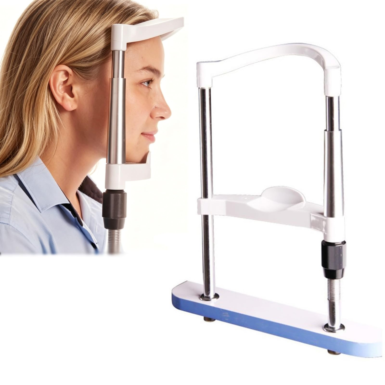 Kinnstütze für optische Instrumente, Stirnstütze als Zubehör für die Optometrie, höhenverstellbare Kinnauflage, ergonomisches Design, für Autorefraktometer