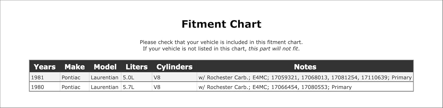 Carburetor Choke Pull-Off Compatible With Pontiac Laurentian 18 VIN 1981 1980 P-1488700