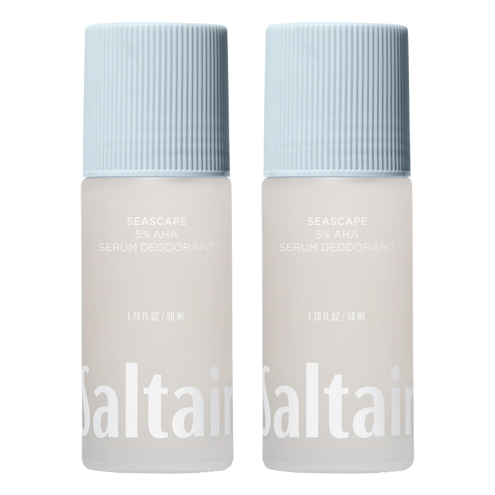 Saltair Serum Deodorant Seascape 2 Pack. 5% AHA Formula. Lactic Acid and Mandelic Acid Deodorant. Aluminum Free Odor Control for Women and Men. Travel Essentials, 2x 1.7oz Roll On