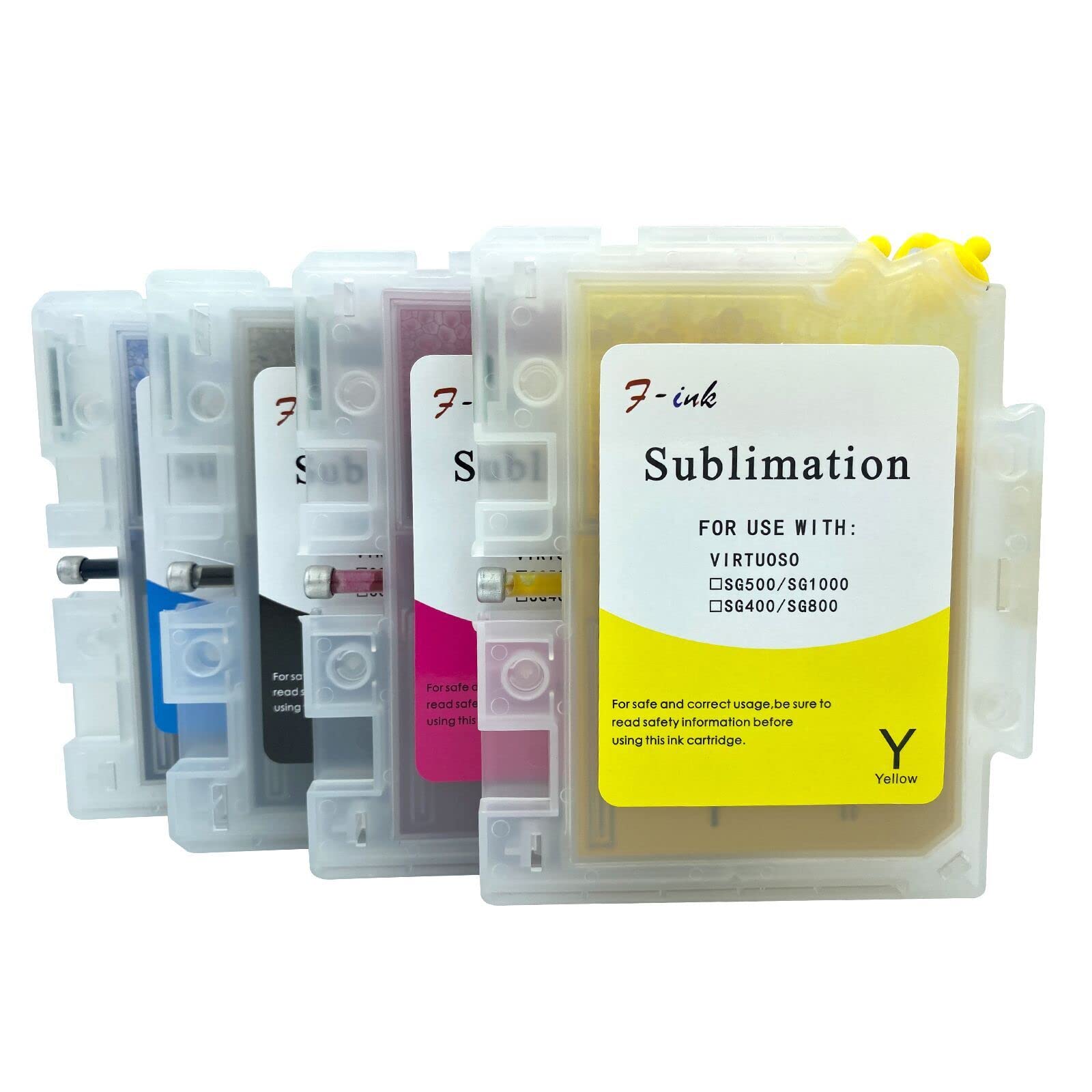 F-INK Cartucho de tinta de sublimación precargado compatible con Sublijet Sawgrass Virtuoso SG400 y SG800, cartucho de tinta de sublimación recargable