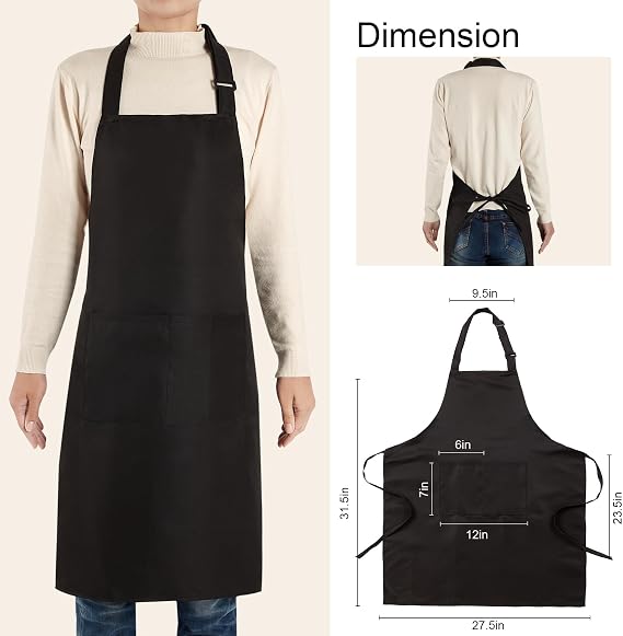 2 Pack Kitchen Cooking Aprons, Adjustable Bib Soft Chef Apron with 2 Pockets for Men Women