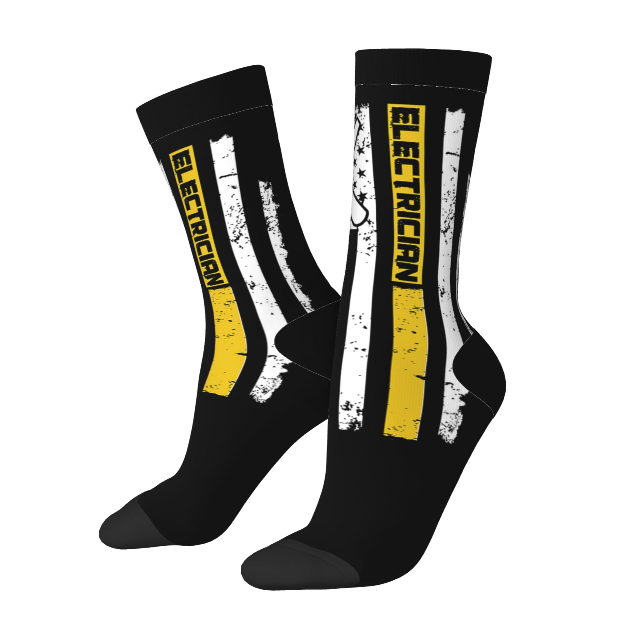 Oudrspo Unisex 3 Black Funny Socks Novelty Socks Electrician Usa Flag American Funky Socks Casual Dress Socks