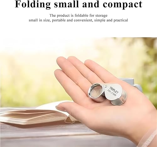Miniatura 2 de Othmro 2 lupas Jewelers de 10 unidades, diámetro de 0.83 pulgadas, lupa de joyería iluminada de metal, lupa plegable de bolsillo, mini microscopio,