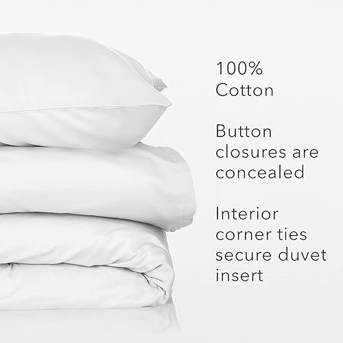 Miniatura 6 de Nate Home by Nate Berkus - Juego de funda de edredón de satén de algodón de lujo de 300 hilos, 2 piezas, ultra suave, fresco, juego de ropa de cama