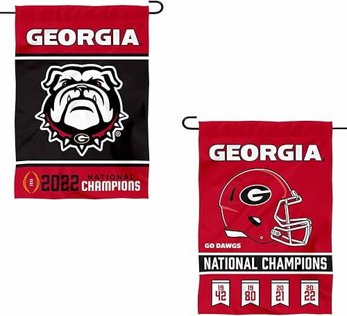 Miniatura 1 de Georgia Bulldogs 2022 - Bandera de jardín de doble cara de campeones nacionales de fútbol americano universitario