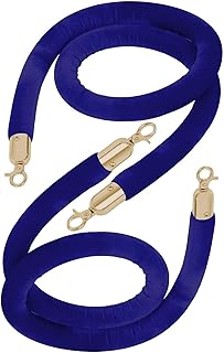 スタンションロープ キューバリアロープ 2~13フィート、群衆制御ロープ ゴールド留め具付き、キュー仕切り用編み込み麻ロープ、ベルベットロープ安全バリアツイスト