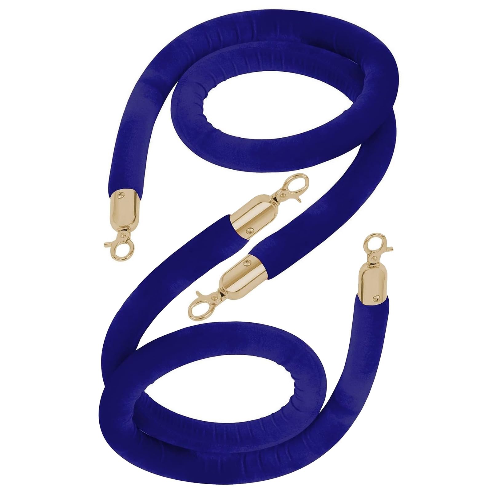 GDMDPTE Luxury Blue-Gold Velvet Rope with Golden Clamps 6-4m Length Braided Hemp Barrier Rope for Crowd Control Perfect for Events and Venues