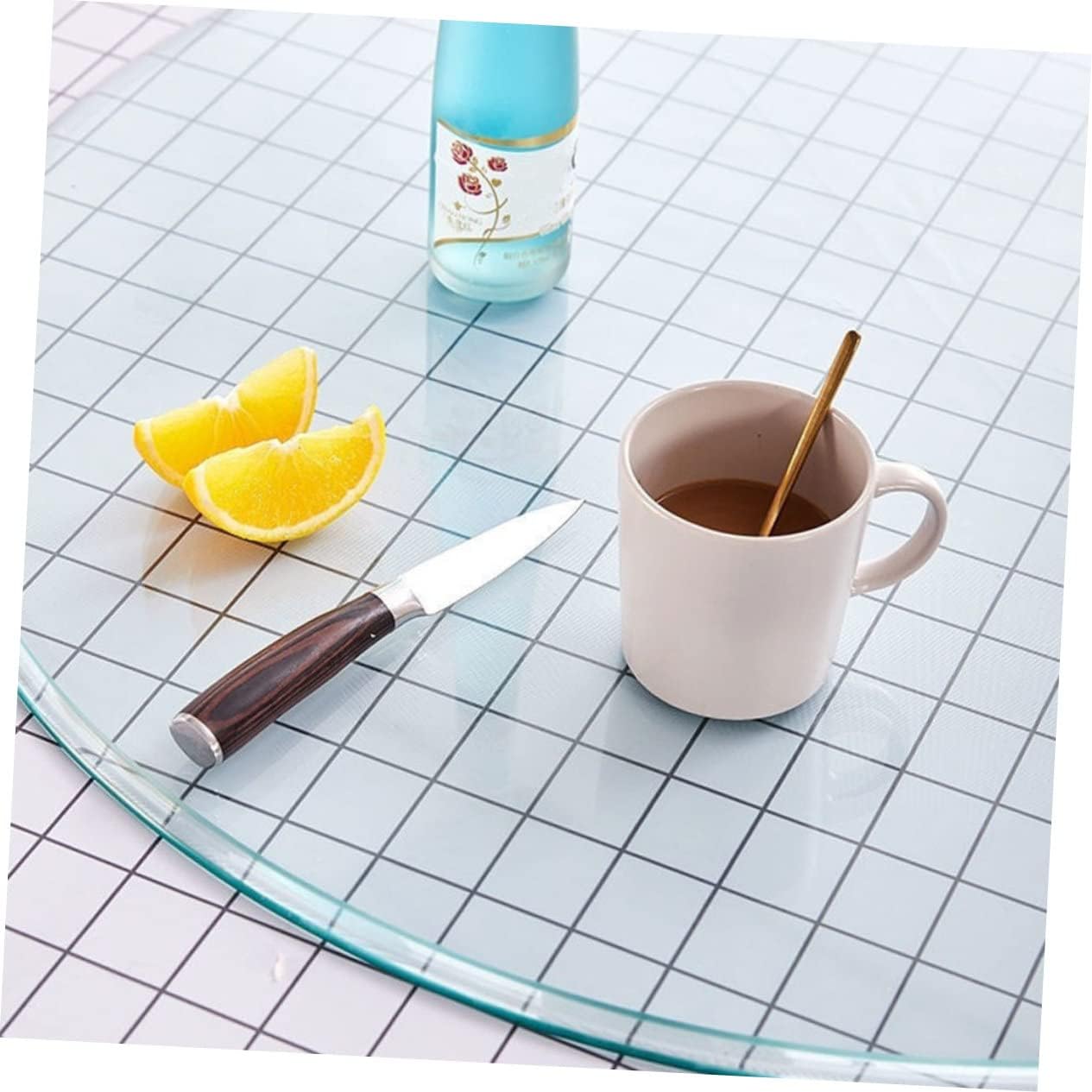 Round Tempered Glass Table Top Thickened Clear Surface for Dining and Tea Tables Smooth Edges Home Decor