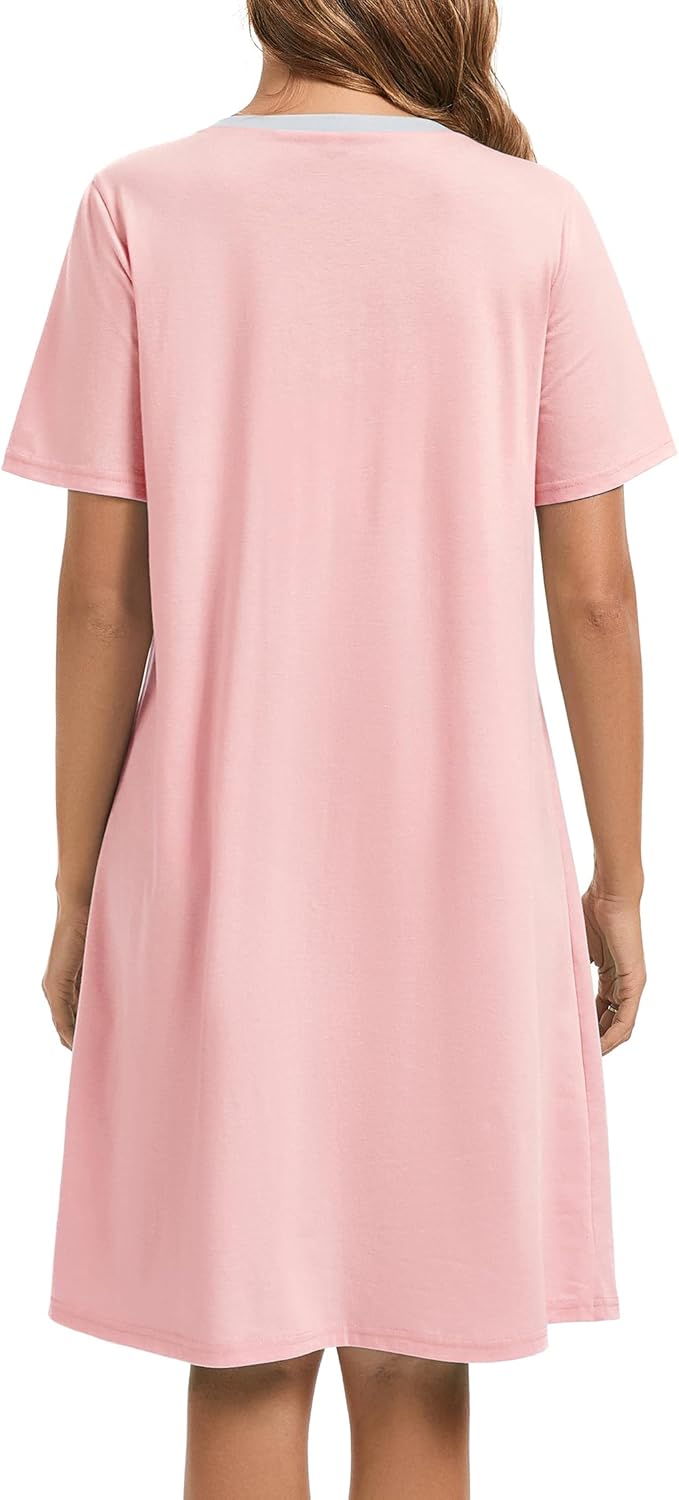 AVIIER Nightgowns for Women Soft Cotton Night Gowns Short Sleeve Sleepwear Comfy Night Shirts - Image 4