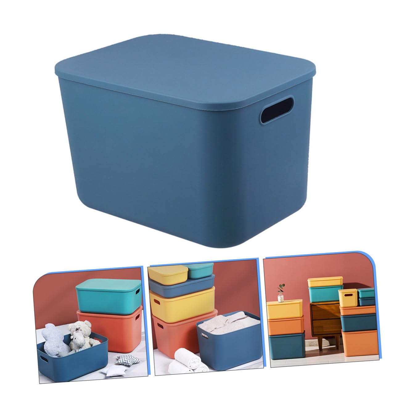 ERINGOGO Contenitori Impilabili con Coperchio per Stoccaggio Plastica PP Organizer Rettangolare per Cosmetici Abbigliamento e Giocattoli per Armadio e Camera