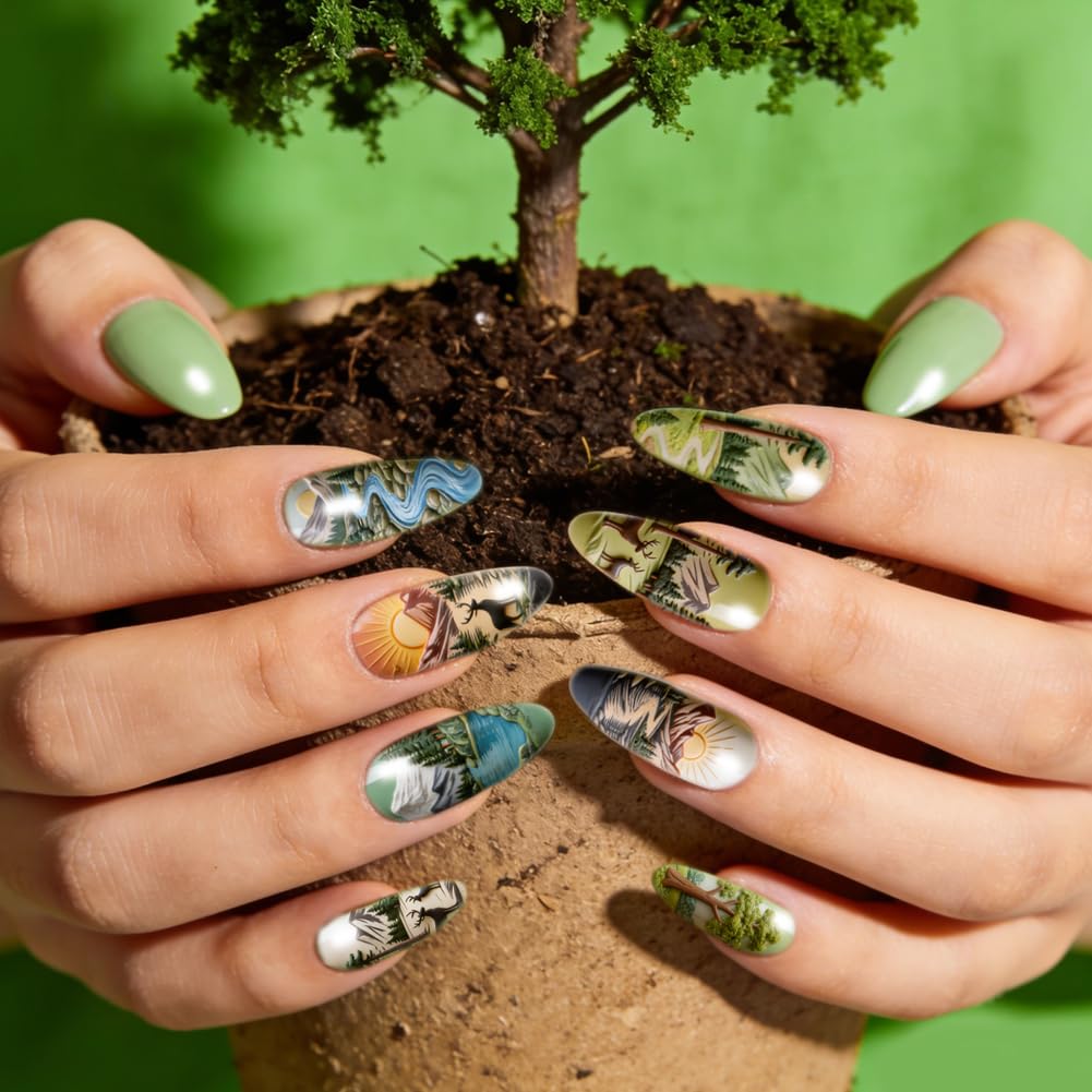PH PandaHall 3 piastre per stampaggio unghie con alberi animali selvatici modelli per nail art montagne foresta manicure piastra timbro proteggere alberi unghie stencil arte per donne stampa manicure
