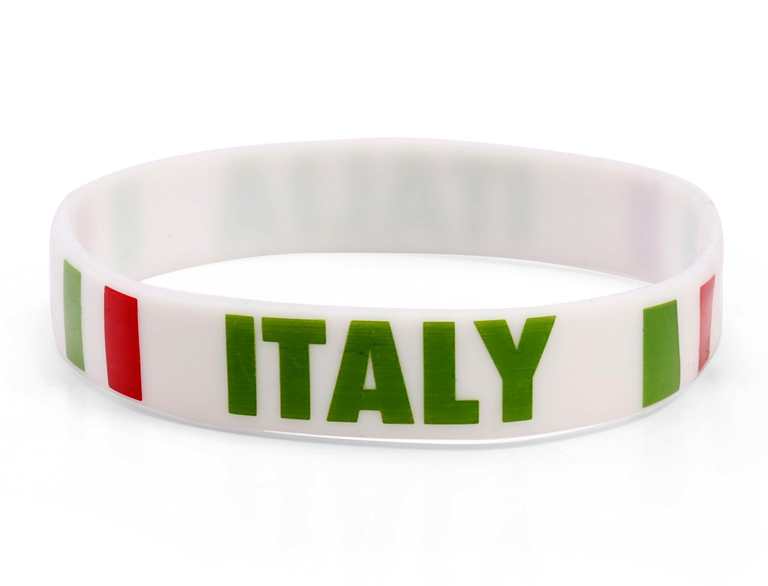 Komonee 50 x Italy White World Cup Sports Event Football Country National Flag Silicone Wristbands