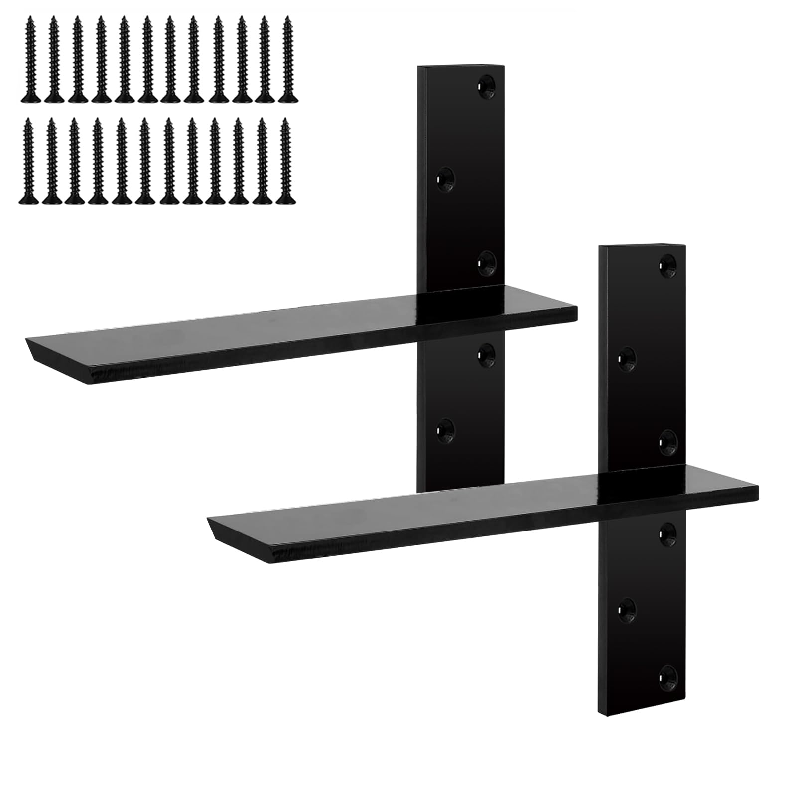 2-Pack Free Hanging T Shelf Bracket, Solid Heavy Duty Steel Knee Wall Hidden Granite Countertop Support Floating Bracket Hardware, Universal ,14 Inch , DIY Projects , Screws Included