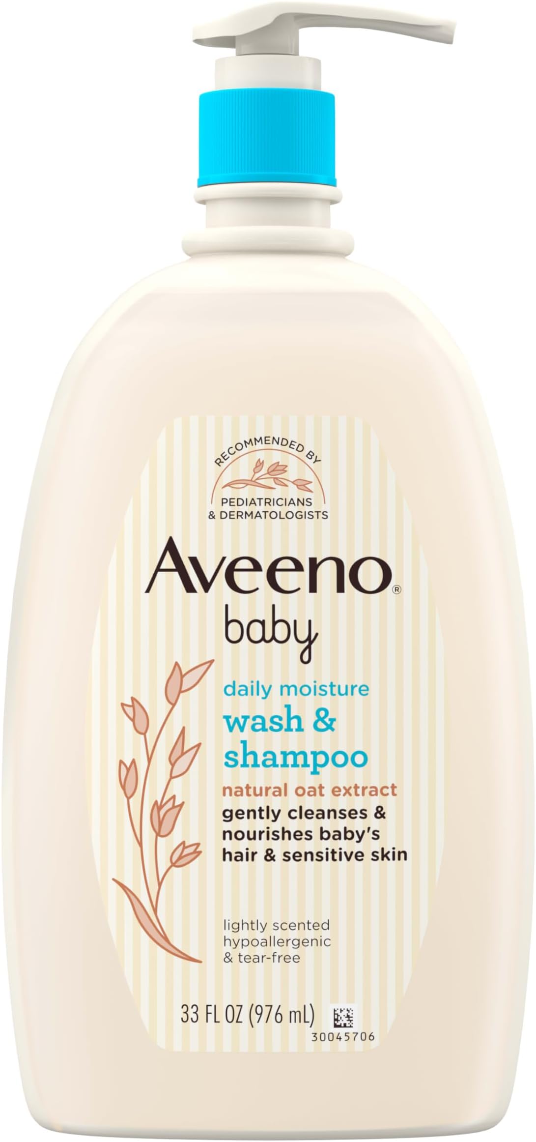 Aveeno Baby Gentle Wash & Shampoo with Natural Oat Extract, Tear-Free &, Lightly Scented, 33 Fl. Oz, 33 Fluid Ounce