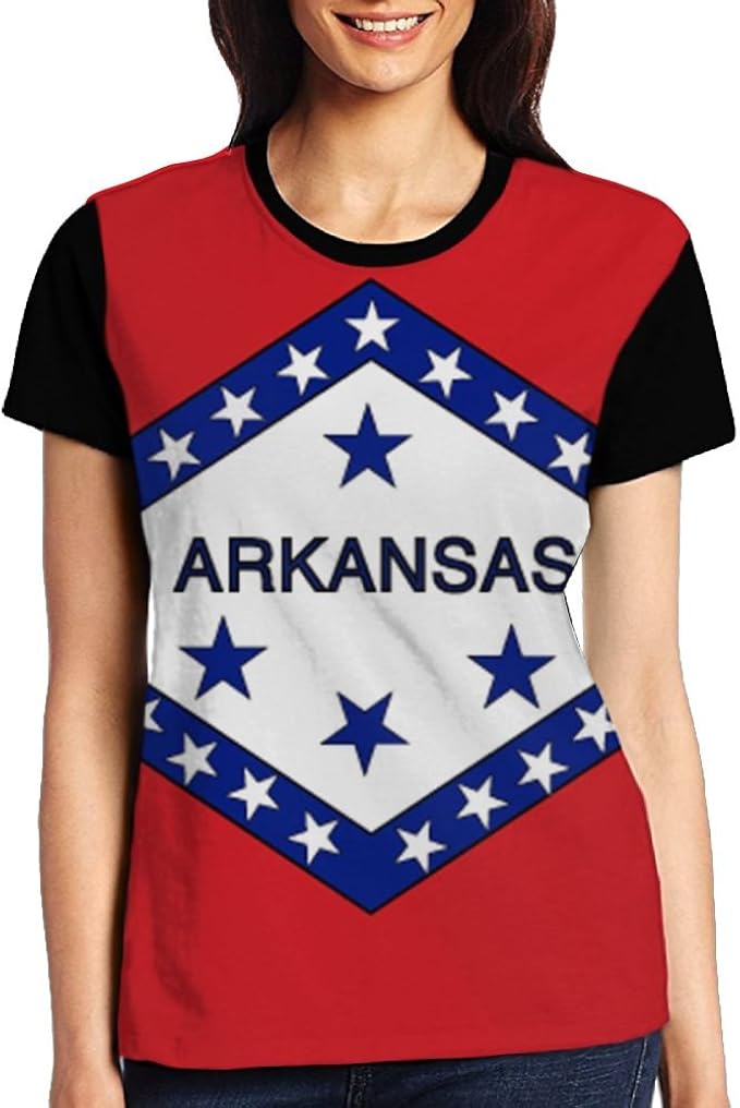 OnlyLove T Shirt Customized US Flag Of Arkansas Womens Shorts Sleeve