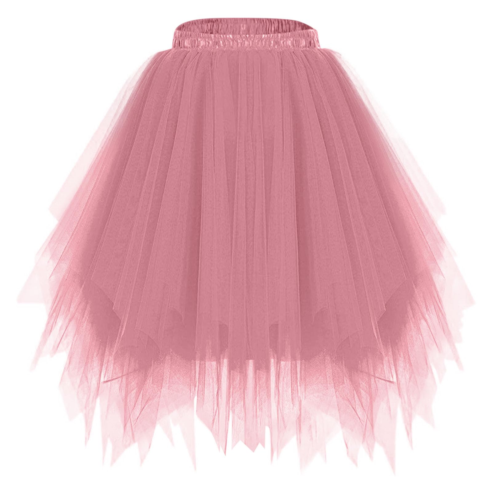 Puffy Tutu Layered Skirt for Women Tulle Knee Length Midi Skirt Ballet Tulle Party Dance Dress Adult Tutu Skirts Rose Gold