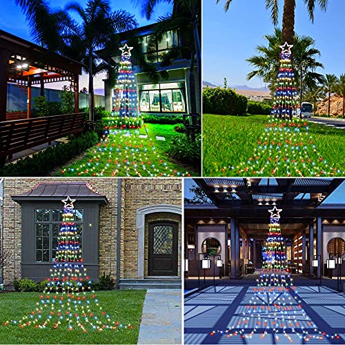 PUHONG Christmas Decoration Outdoor Star String Lights, 16.4Ft Christmas Tree Toppers Lights 320 LED 8 Modes with 12" Lighted Star for Halloween Christmas New Year Holiday Birthday (Multicolored) - Image 7