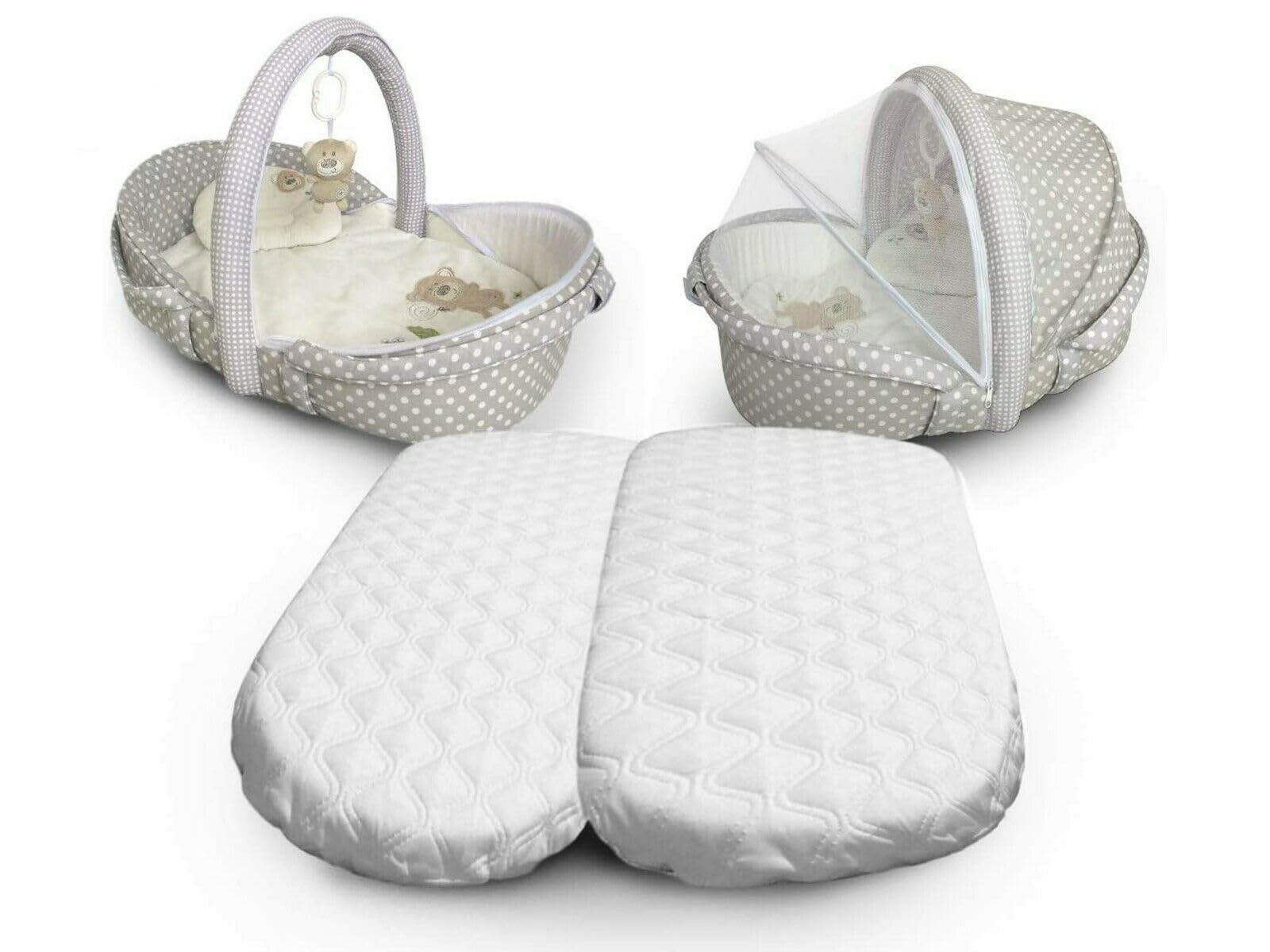 Soodie&Zuzu's Moses Basket Mattress, Quilted Breathable Foam Mattress, Soft & Supportive - 65x30x5 cm