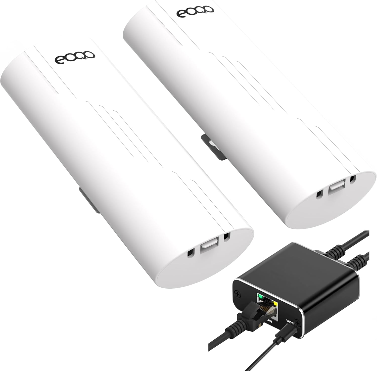 Point to Point Wireless Bridge – 5.8GHz Starlink WiFi Extender, 3KM Range, 100Mbps Speed, 14dBi Antennas, Compatible with Starlink Gen 3 Dish, Includes an Ethernet Splitters and 2pcs 24V PoE Injectors