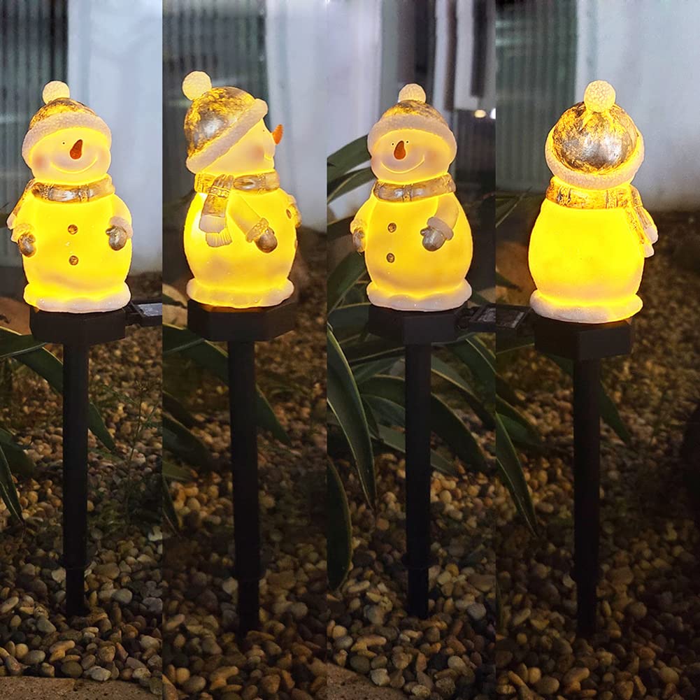 Iluminación navideña exterior, muñeco de nieve, luces LED solares con toma de tierra, resistentes al agua, figura de muñeco de nieve, 13 cm, lámpara de decoración de Navidad para exteriores