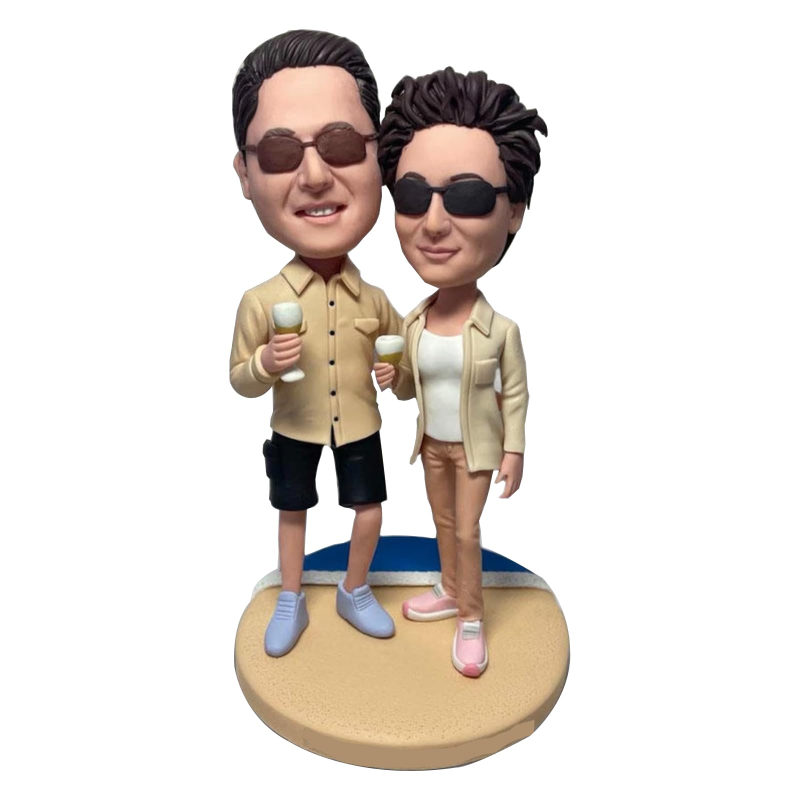 RODMAIE Custom Bobbleheads, Personalized Wedding Gifts for Couple, Wedding for Couple, Unique Valentine's Day Present,Celebrating Couples on Vacation with Wine Glasses