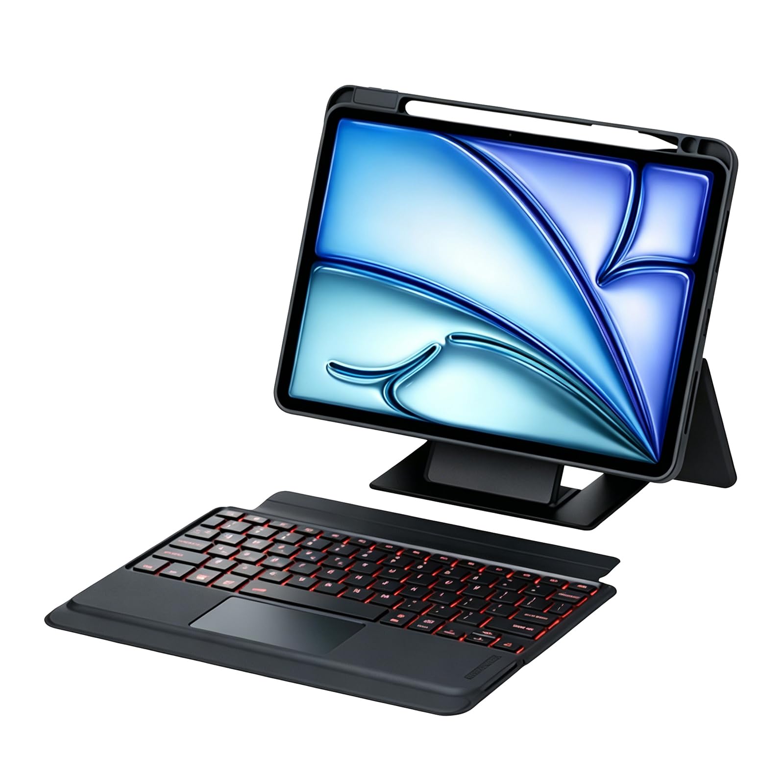 Etui na klawiaturę iPad Pro 11 cali (M5/M4, 2025/2024), z odłączaną bezprzewodową klawiaturą Bluetooth, lekki, czarny