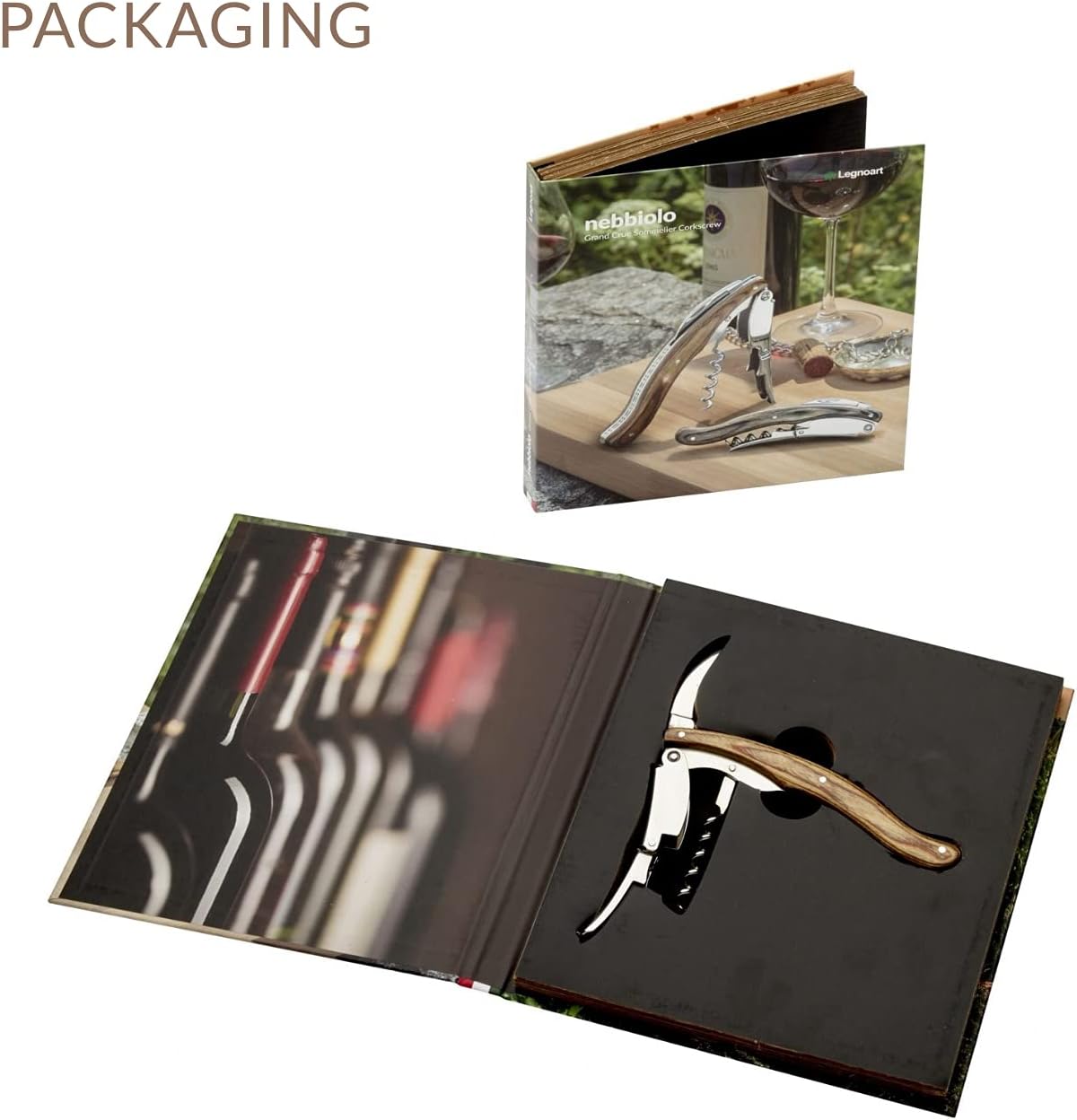 NEBBIOLO Professional Corkscrew - Stainless Steel Gloss Finish/Dark Wood Handle