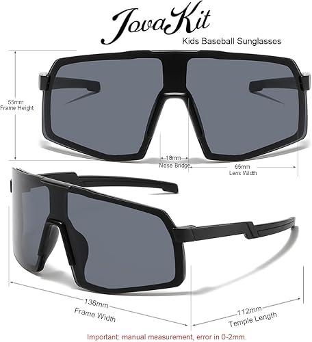 Miniatura 3 de JOVAKIT Gafas de sol de béisbol para niños y niñas de 3 a 13 años, lentes de sol de béisbol juvenil, UV400, pantallas deportivas de ciclismo