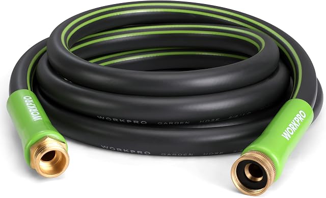 WORKPRO Couvercle de jardin 5/8 en x 10 FT, Lourde, flexible, léger tuyau d'eau avec 360° Poignée rotative, 3/4" GHT Accessoires en laiton massif, pour l'extérieur, pelouse, jardin & Garage, lavage de voiture