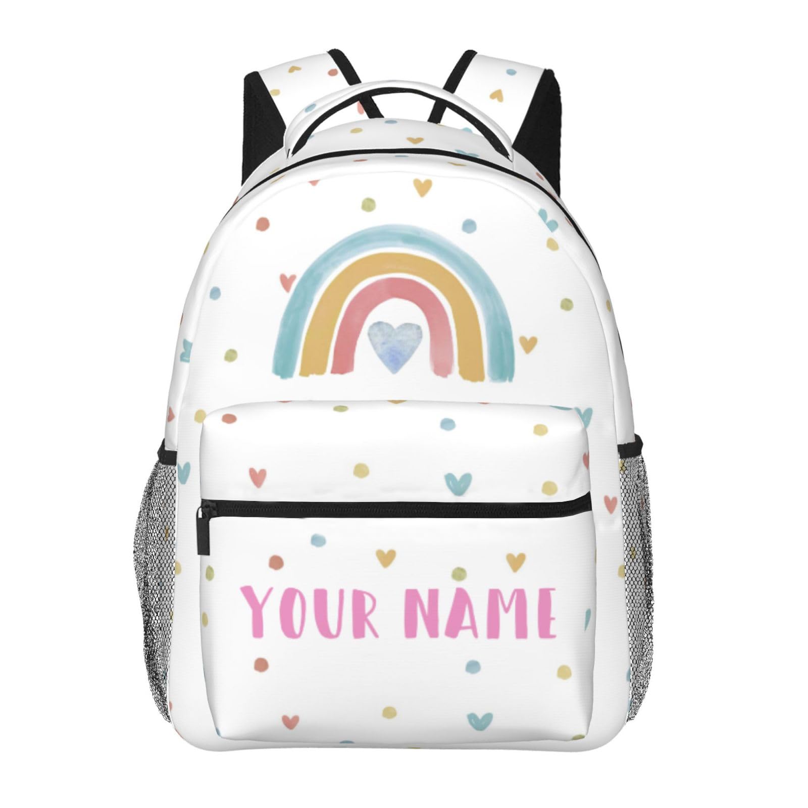 UJDUYSD Personalized Backpack for Girls Boys, Custom Backpacks with Name for Kids, Customized Rainbow School Bookbag for Back to School Travel Picnic