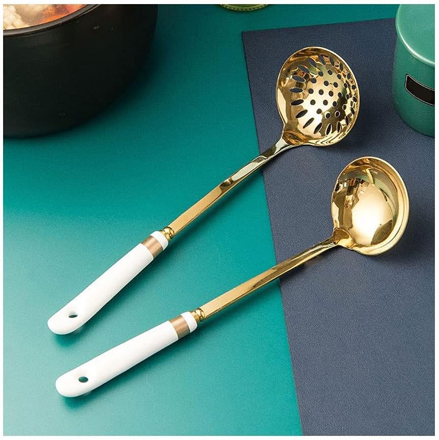 Tea Spoons Soup Spoon Slotted Spoon Large Household Spoon Stainless Steel Soup Spoon Soup Spoon Long Handle Spoon Thickened Handle Handle Spoon 2-Piece Set Ice Tea Spoons (Color : B) (C)