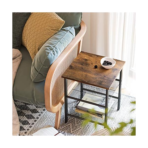 VASAGLE Side Table, Nightstand, End Table with 2 Adjustable Mesh Shelve - Image 3