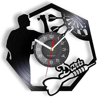 12 Inch Darts Wall Clock,7 Colors Luminous Dart Board Wall Clock Silent Non Ticking Vintage Design Vinyl Record Wall Watch Clock Battery Operated for Kid Room Bedroom Kitchen Farmhouse