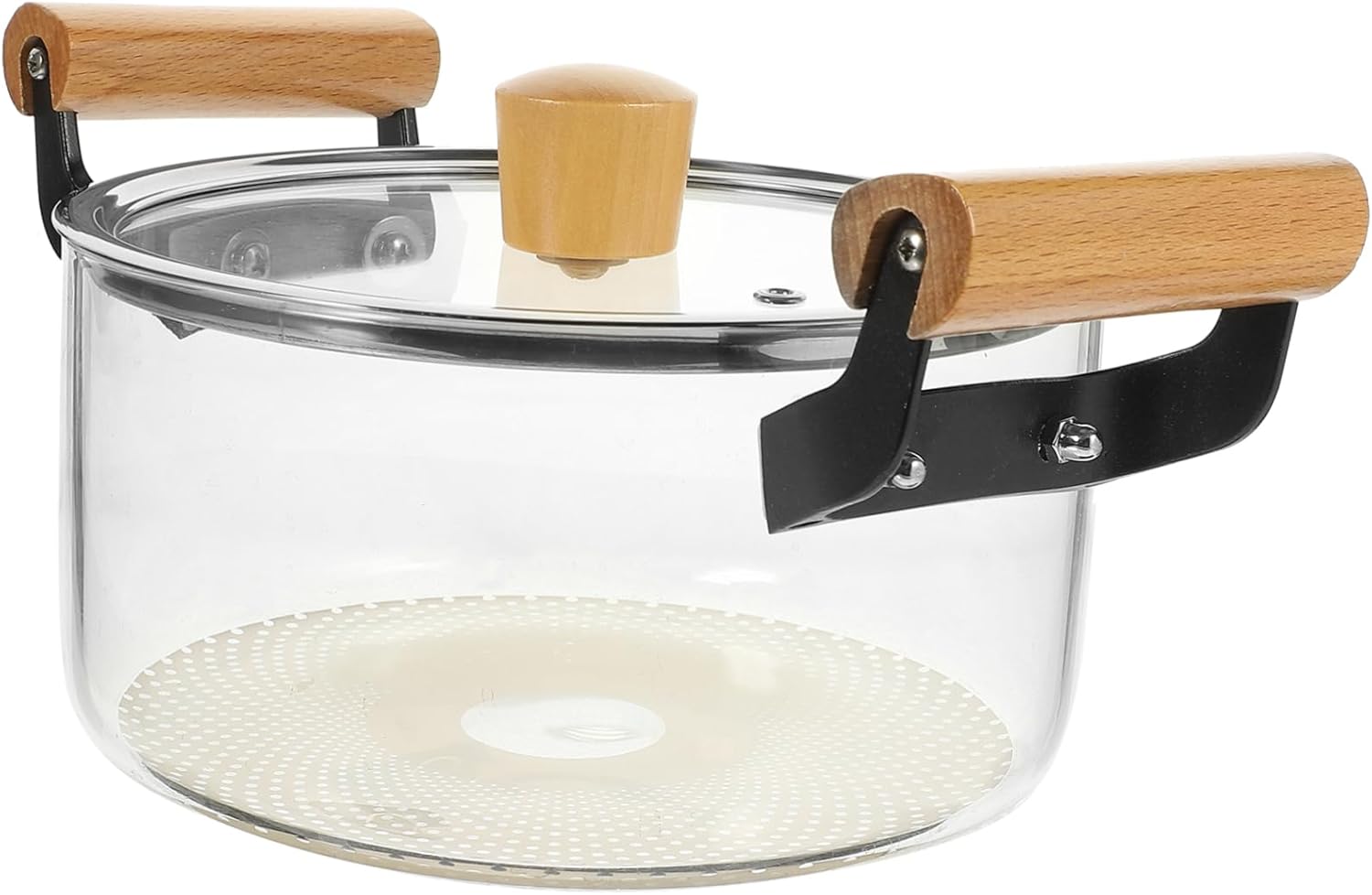 PRETYZOOM Heat Resistant Borosilicate Glass Cooking Pot with Lid Multi Use Transparent Stew Cooker with Handles Ergonomic Design for Cooking Process and Easy Handling