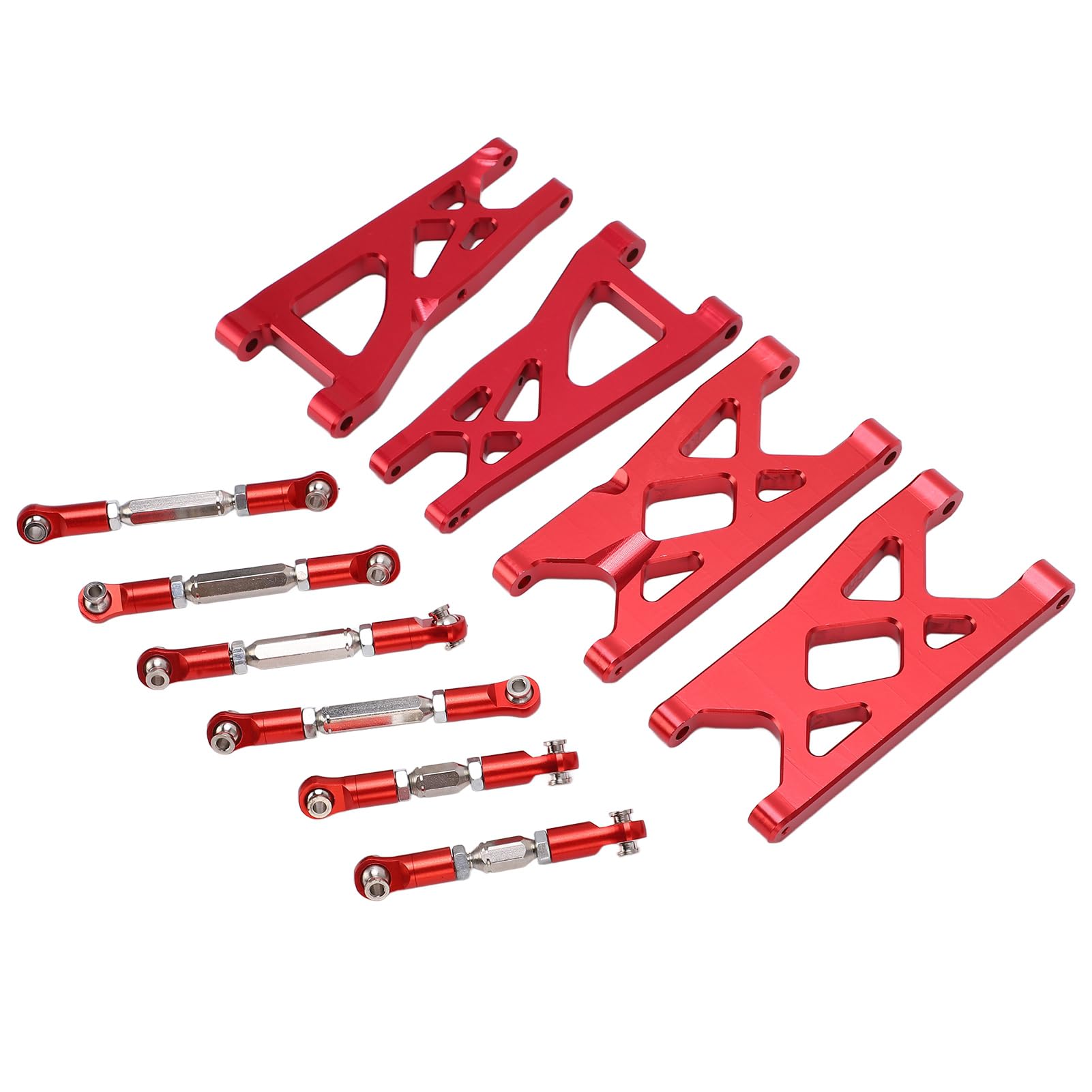 Qqmora Ulepszony Zestaw Wahaczy i Drążków Kierowniczych ze Stopu Aluminium RC, Odpowiedni do Samochodów VORTEKS i Typhon RC w Skali 1/10 (Czerwony)