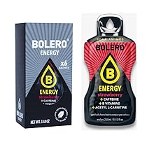 Bolero Energy 6 Bustine Monodose da 7 gr. Strawberry Fragola, Bevanda Energetica Istantanea Pre Workout, Drink Energy