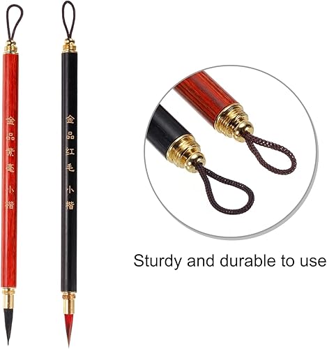 Miniatura 3 de PATIKIL Pincel redondo para pintura, paquete de 2 pinceles de pintura de tinta de acuarela, caligrafía, pincel de dibujo, arte Sumi-e, mango de