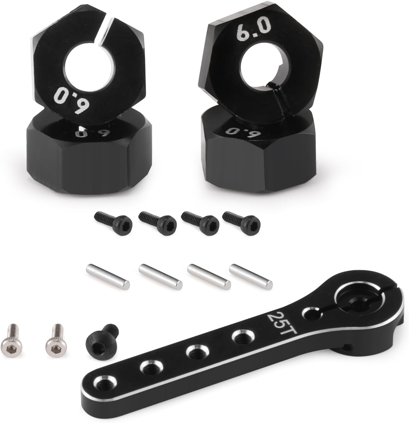 25T Servo Horn 56mm Metal Compatible with 30-100CC Balsa Airplanes RC Plane Helicopter Car,5.0mm Aluminum Wheel Hex Parts for Arrma 1/10 Granite Upgrades Parts (B 6MM)