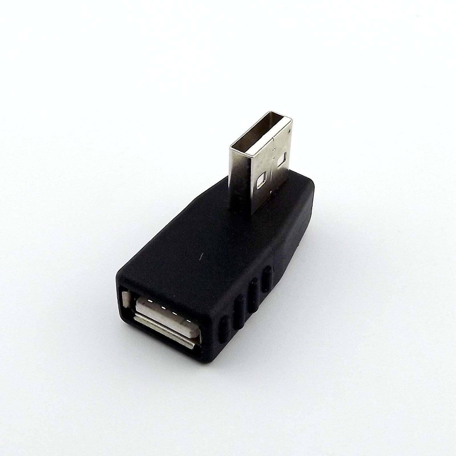 Connectors 10pcs USB 2.0 A Male to Female Side Angled 90 Degree Data Converter Adapter Laptop PC - (Cable Length: 0cm, Color: Black)