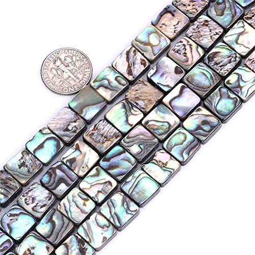 8mm Natural Flat Square Abalone Shell Semi Precious Gemstone Beads for Jewelry Making (48pcs/Strand)