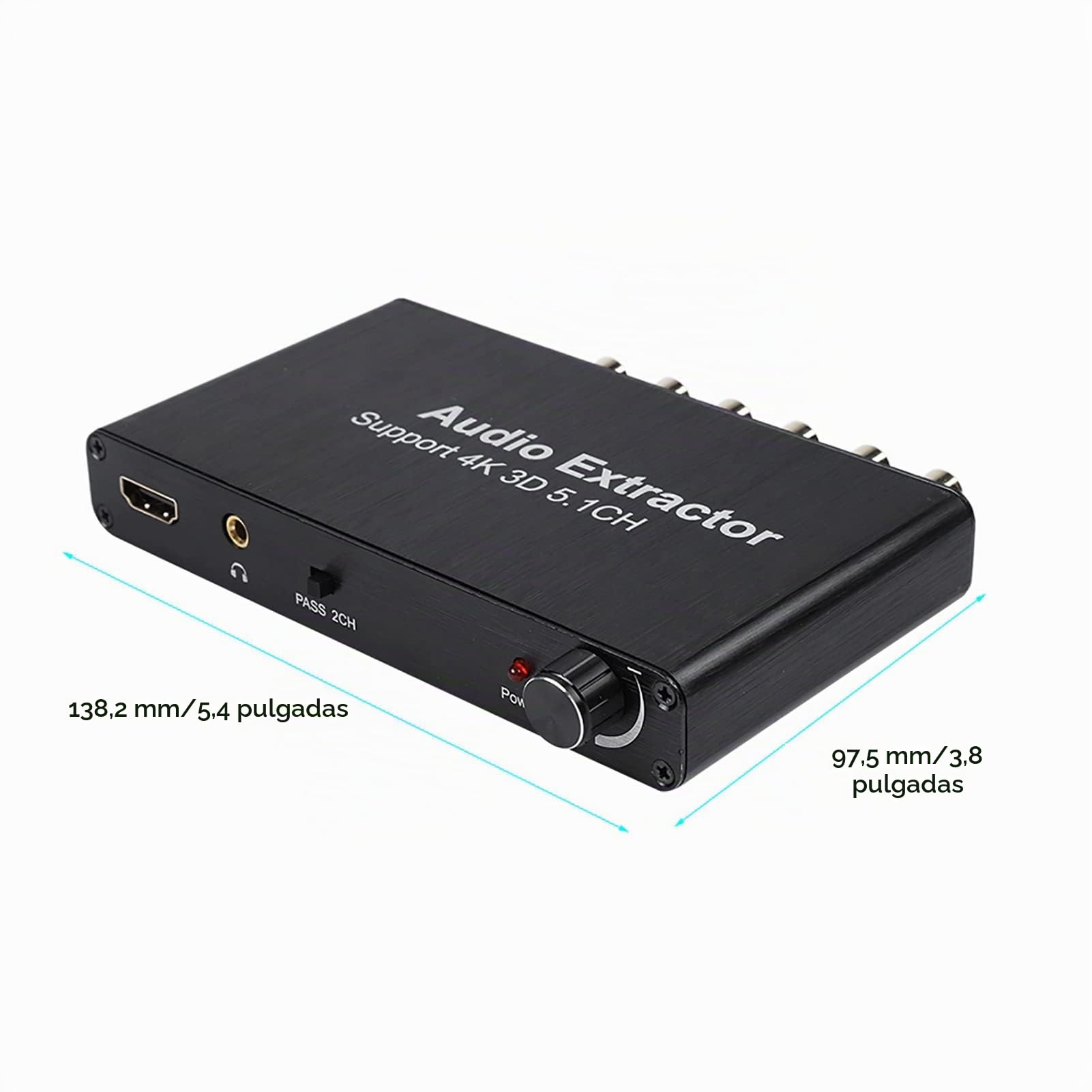Extractor De Audio, Convertidor Adaptador HDMI, Decodificador De Audio 4K 3D HDMI 5.1 Canales, Convertidor HDMI De Entrada A Salida HDMI SW, CEN, SR, SL, FR, FL, Puerto Para Auriculares De 3,5 Mm(UE)